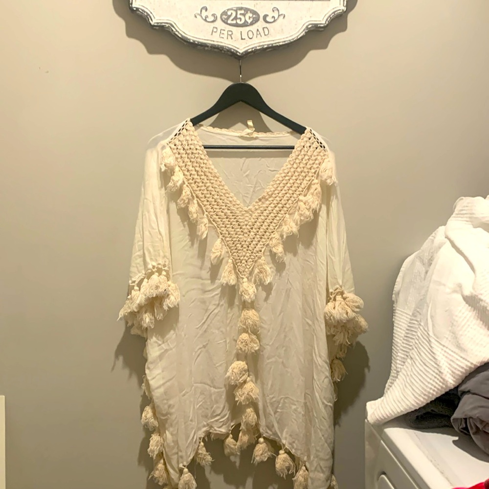 Kimono tunic viscose cream white